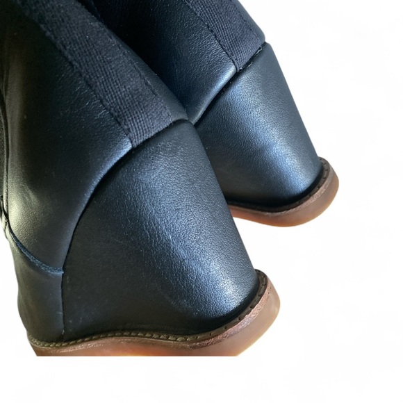 ANTHROPOLOGIE Splendid Wynn Black Leather Wedge Boots Size 7.5M Gothic Goth - Picture 12 of 16